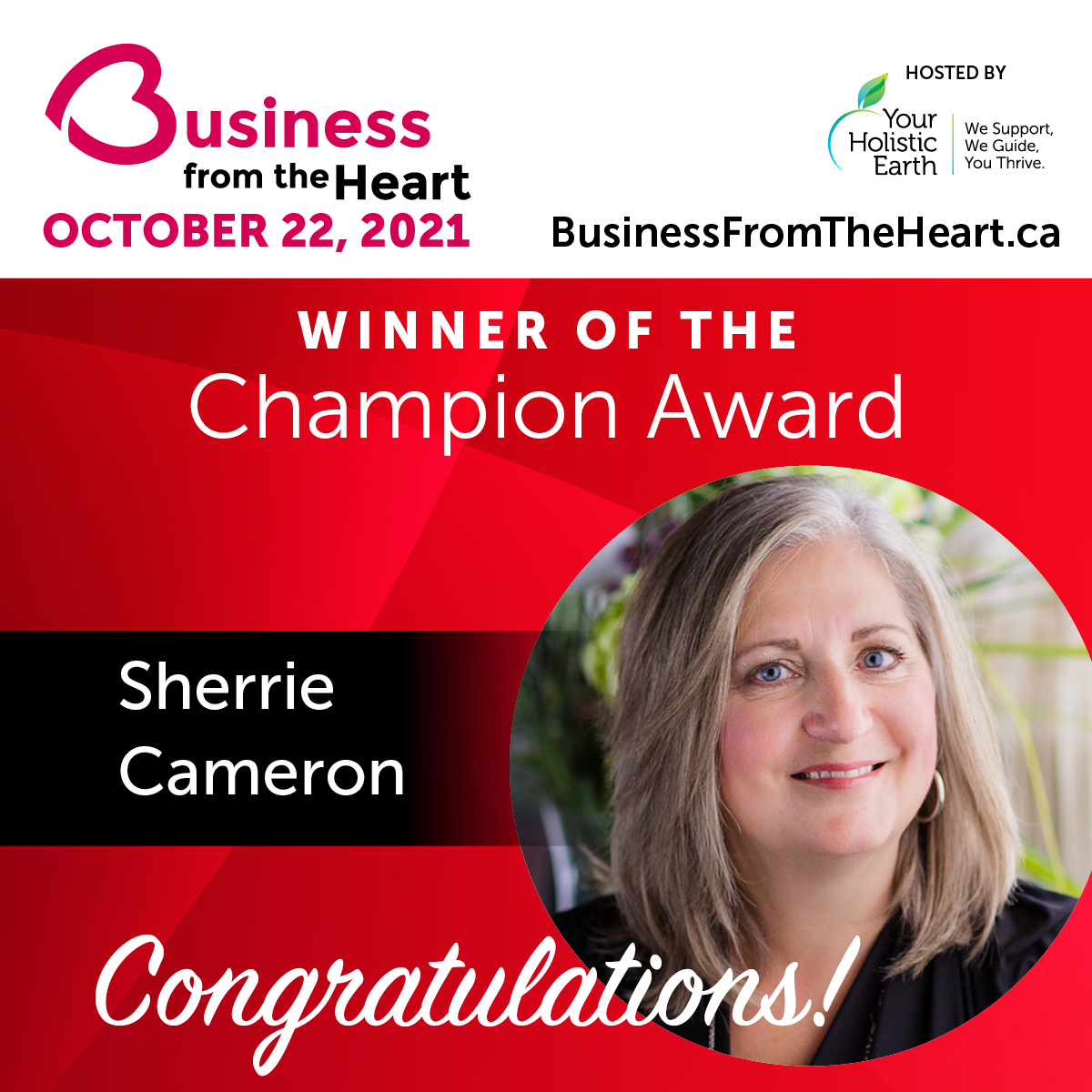 Sherrie Cameron winner of the Champion Award